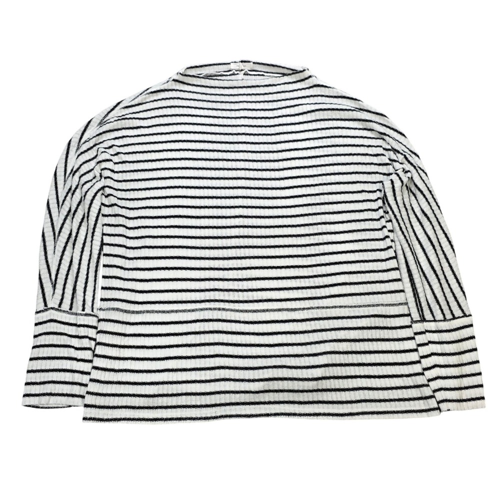Maurices Ribbed Top Women's Size M Black White Striped Boat Neck Dolman Sleeve